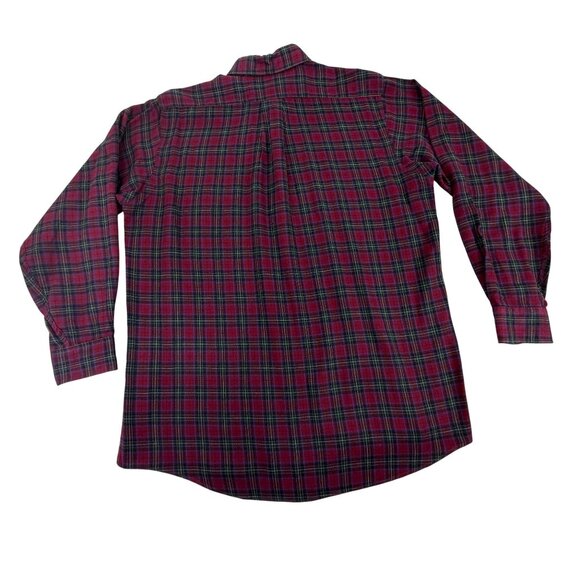 Lands’ End Men’s Red Plaid Cotton Long Sleeve Button-Down Shirt Size L - Picture 2 of 8